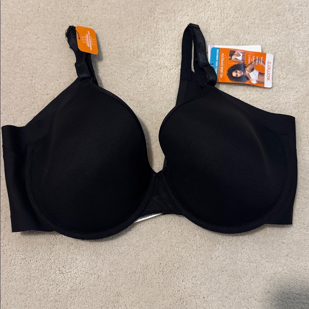 Warner's Women's No Side Effects Underwire Contour Bra  38 D NEW Black
